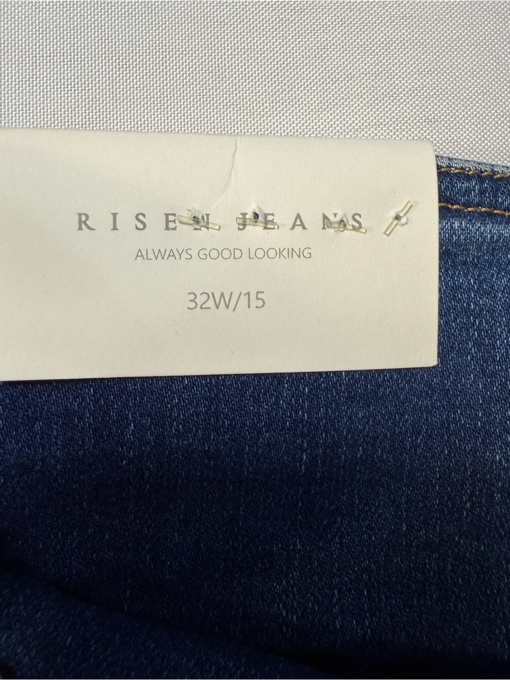 Risen Womens Sz 15 / 32 Straight Cropped High Rise Stretch Denim No Distress - Picture 5 of 11